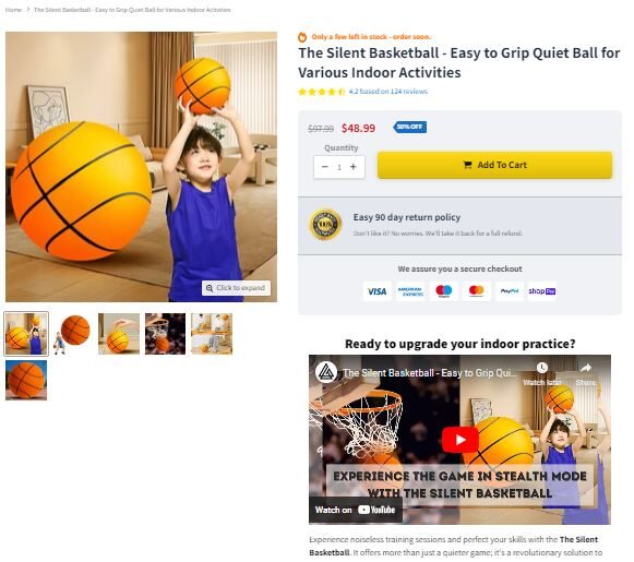 Foam Basketball seller's website