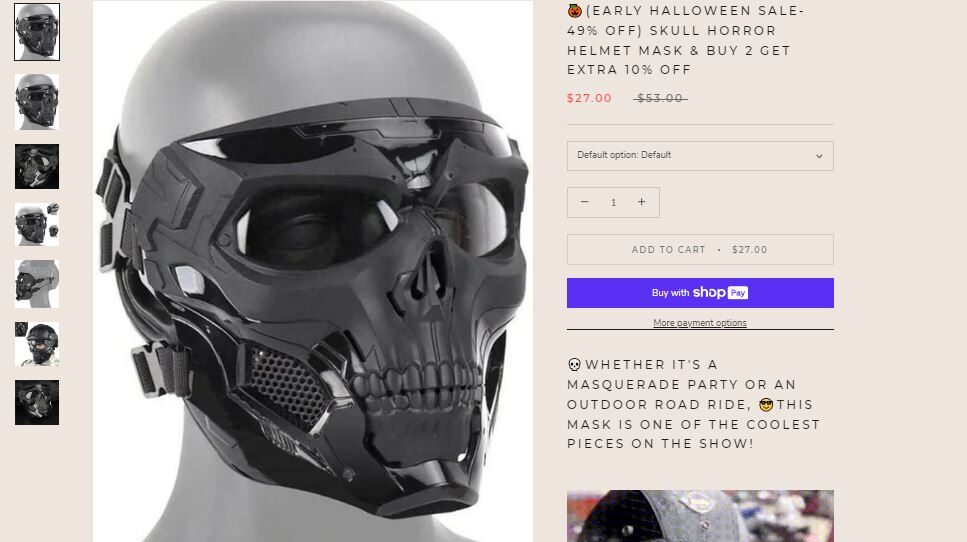 seller's website motorcycle skull helmet