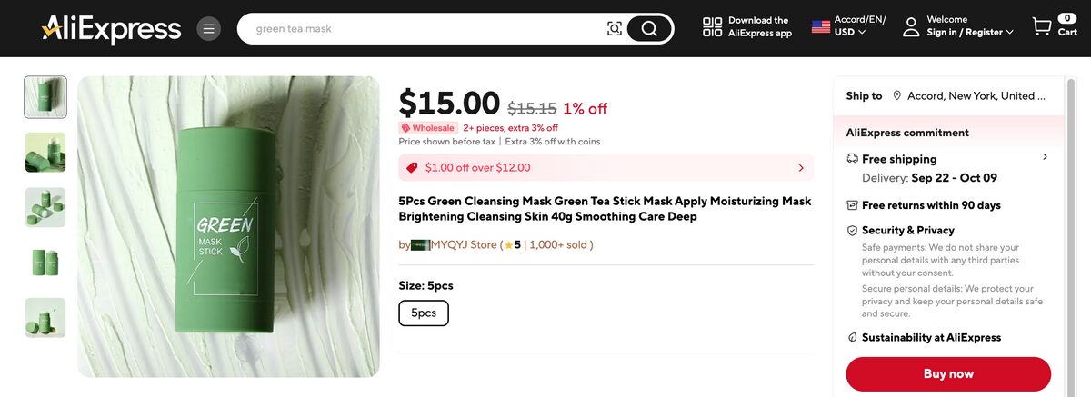 Green Tea Mask dropshipping organic beauty products