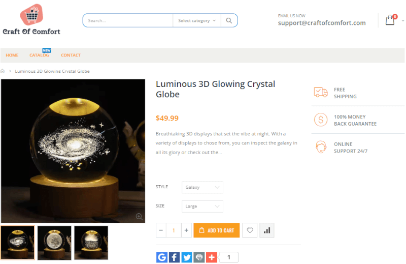 3D Glowing Crystal Ball Seller's Website