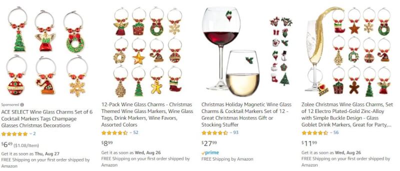 HOXIEYA Christmas Wine Glass Charms Set -2024 Christmas Glass Markers  Champagne Cocktail Drink Ring Markers Glass Tags Funny Cup Tag Identifiers  for