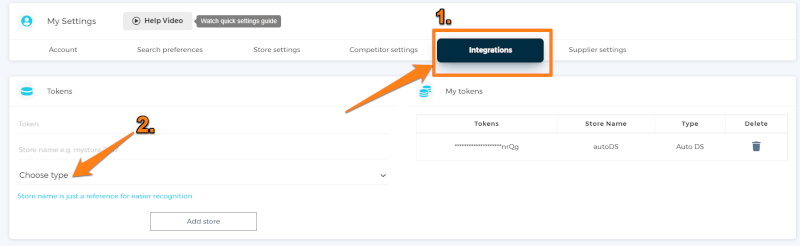 Open Integrations and Choose Type on Zik