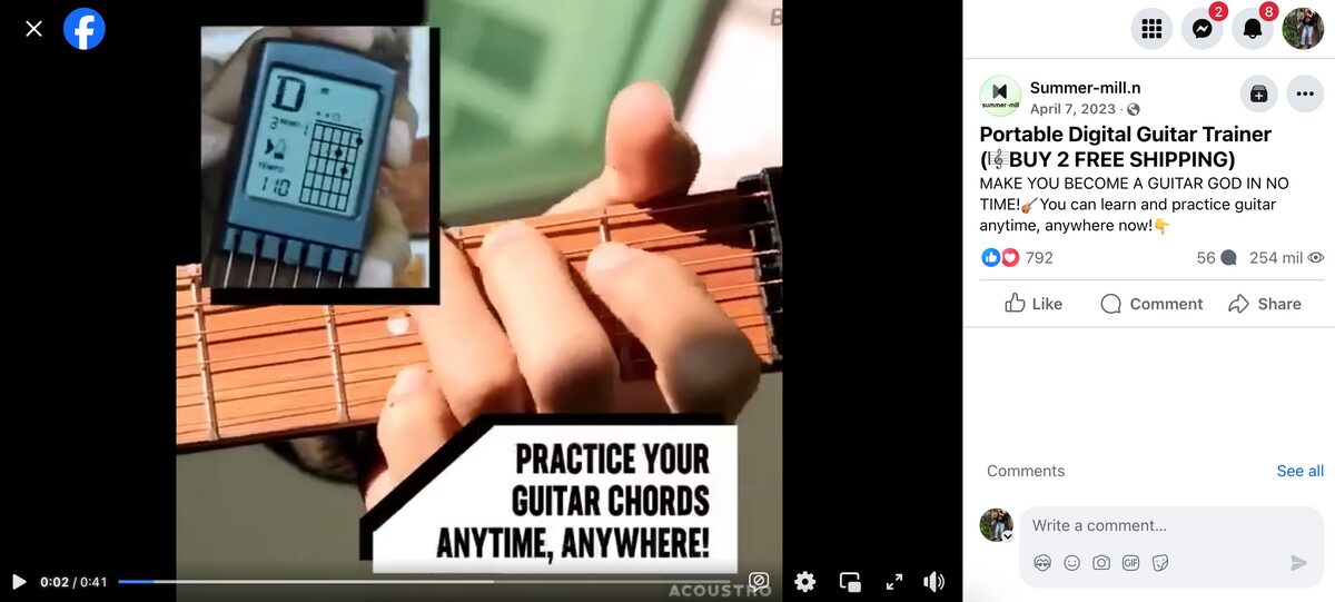 Pocket Guitar Chord Practice Tool Facebook Ad