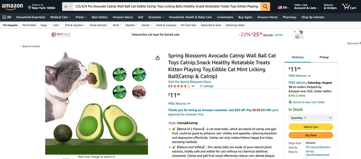 best items to dropship Avocado Catnip Wall Ball