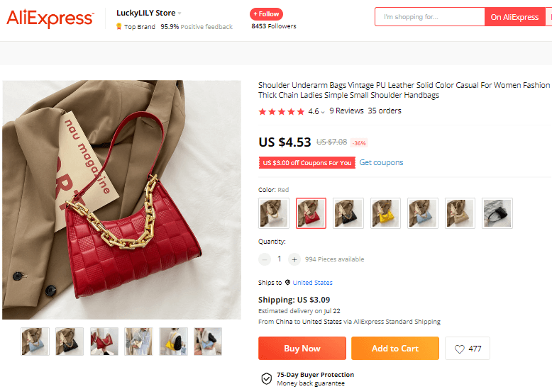 Vintage Shoulder Underarm Bag on supplier's website