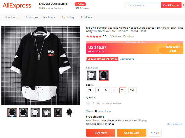 Ripped Hooded T-Shirts on AliExpress