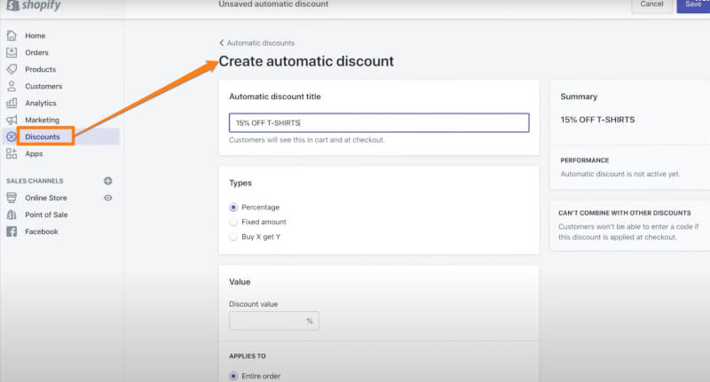creating discounts on Shopify