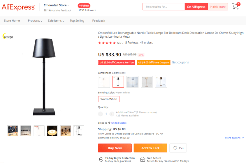 Rechargeable Table Lamp on AliExpress