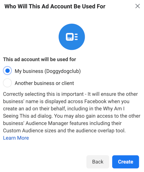 select business facebook ads
