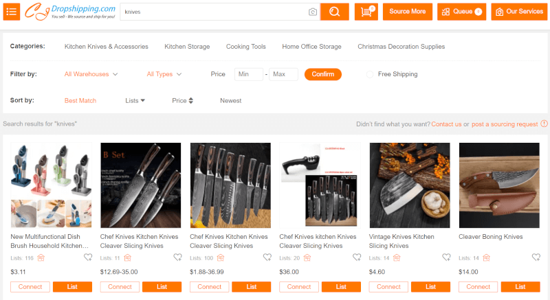 CJDropshipping Knives Dropshipping Supplier