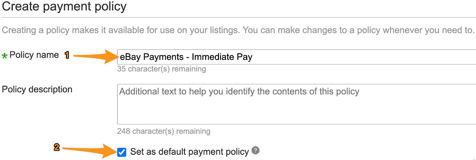 ebay payment policy