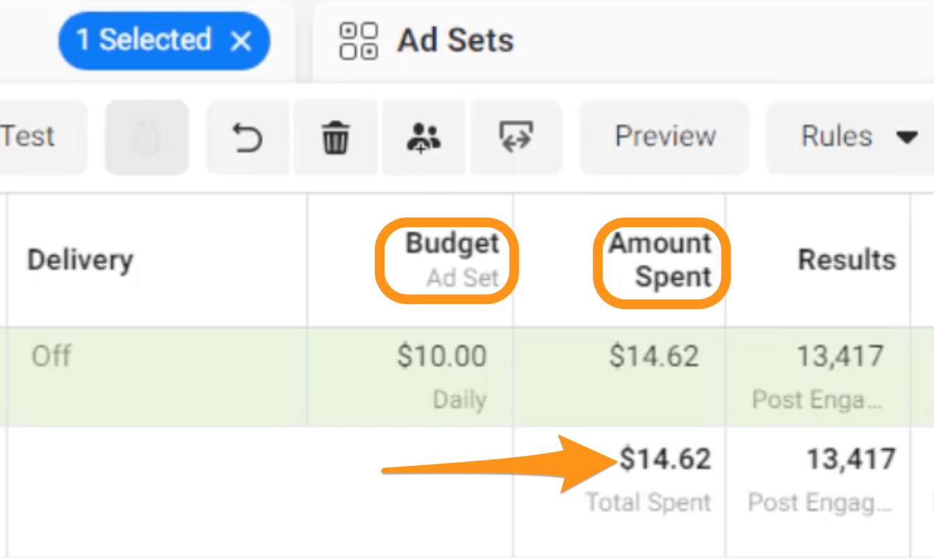 budget and amount spent columns