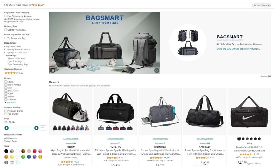 Amazon Gym Bags