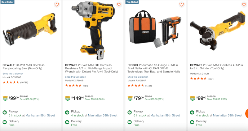 home depot New Lower Prices ecommerce Categories