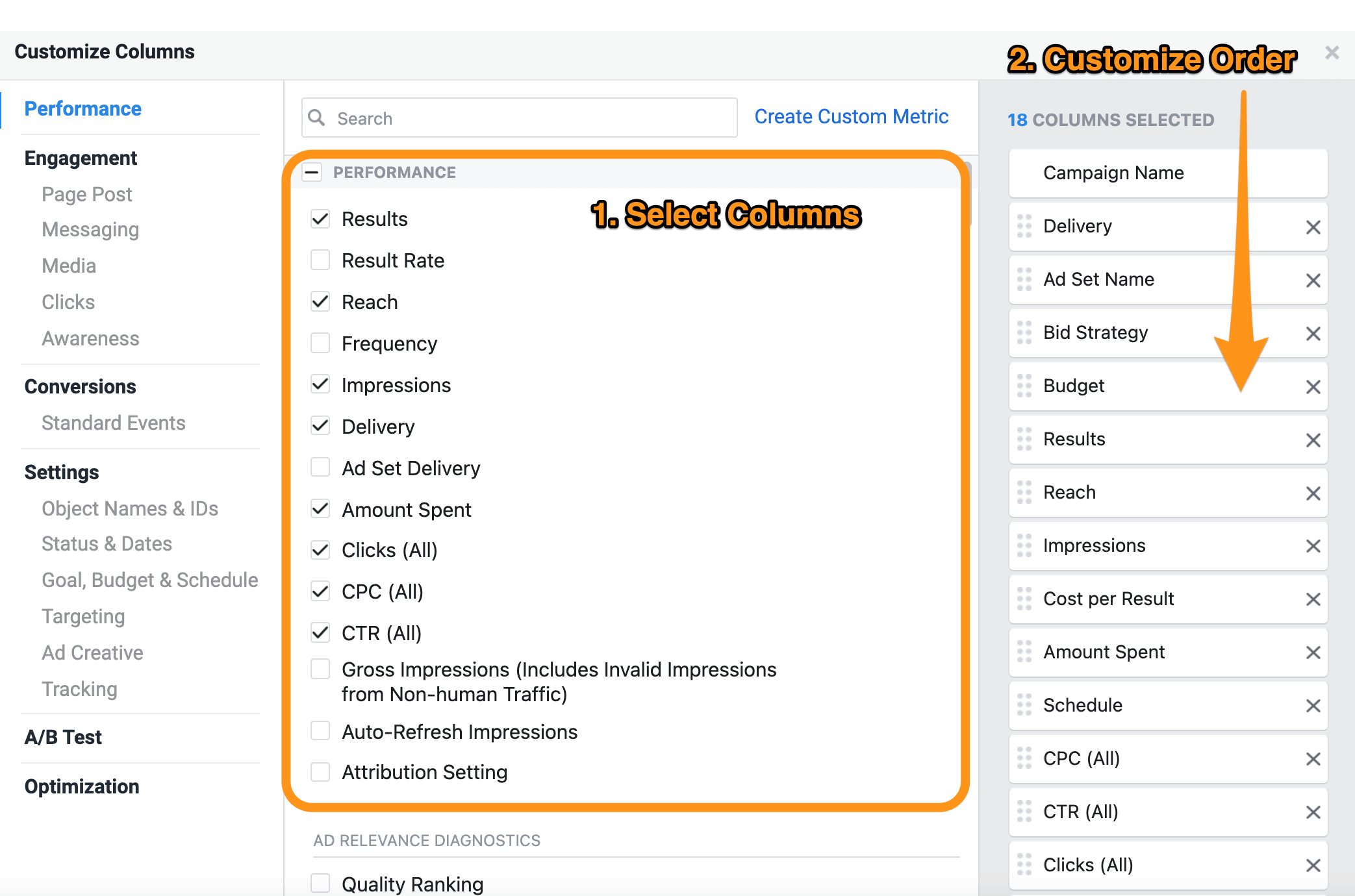 select analysis columns