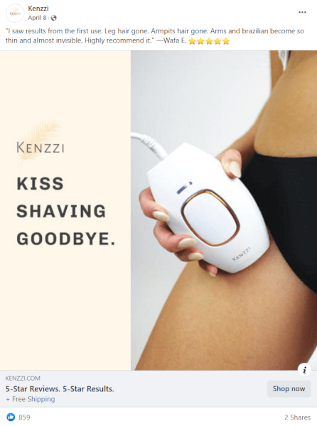 IPL hair removal device FB ad dropshipping