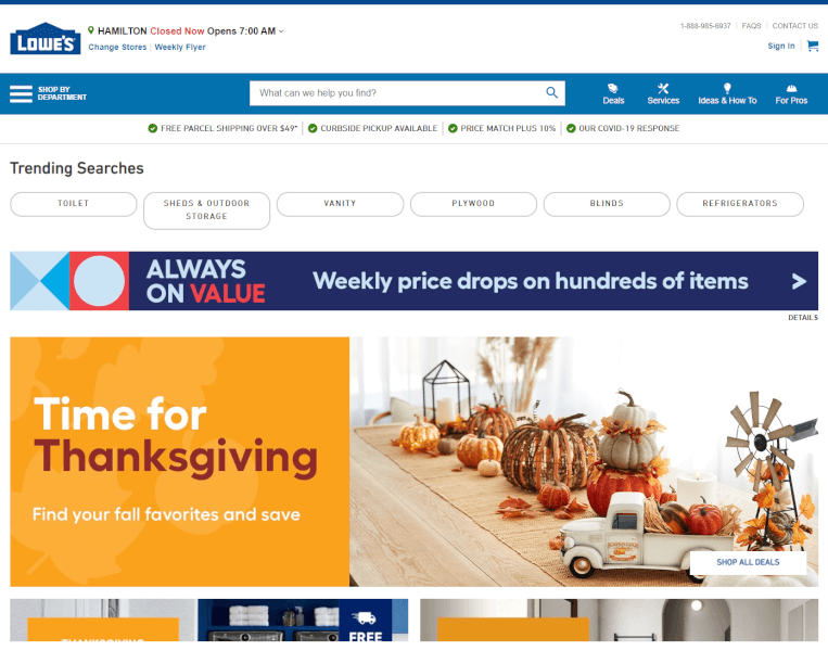 Lowe’s dropshipping Canada