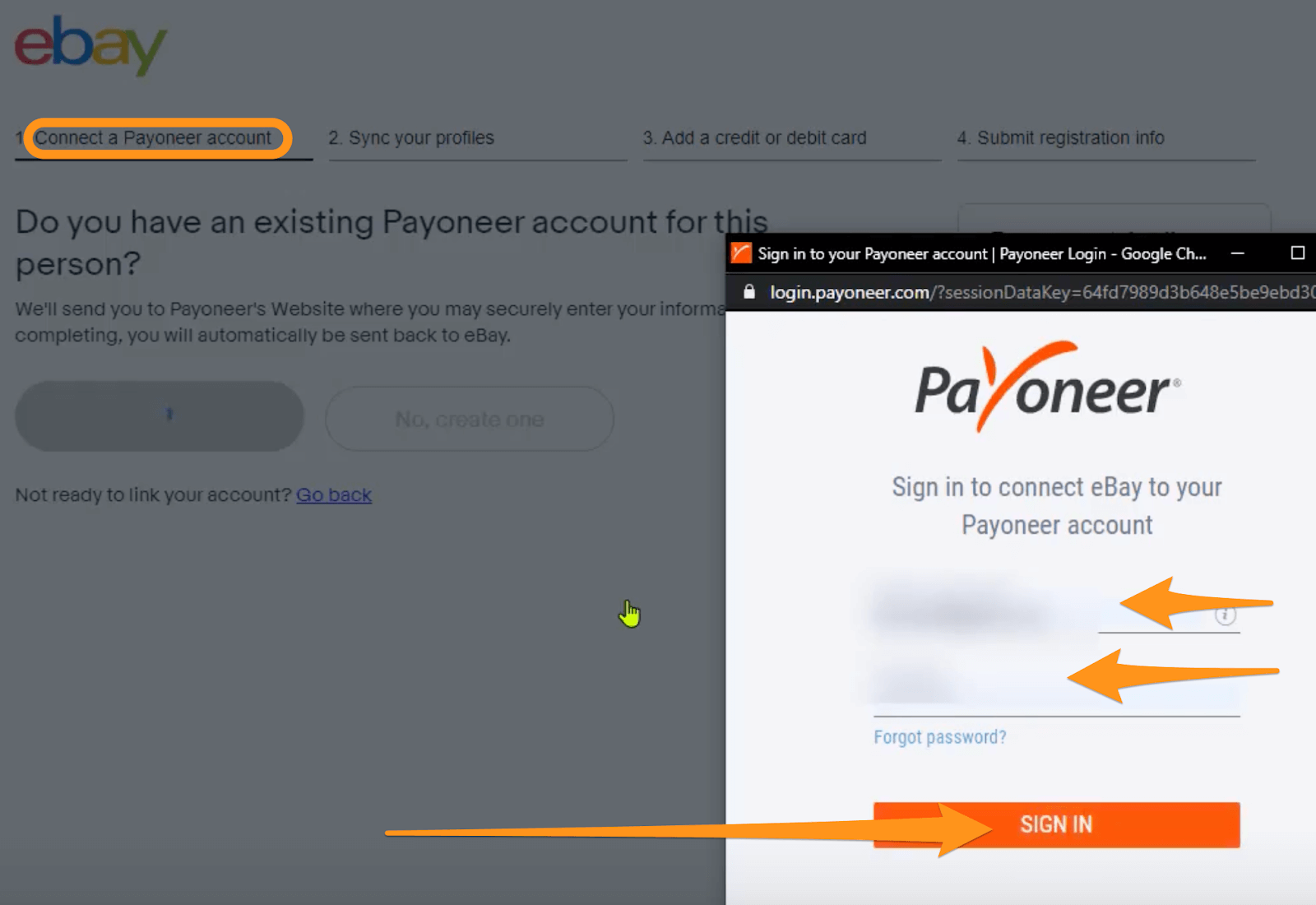 connect payoneer to ebay