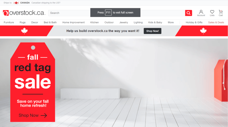 overstock ecommerce platform Canada