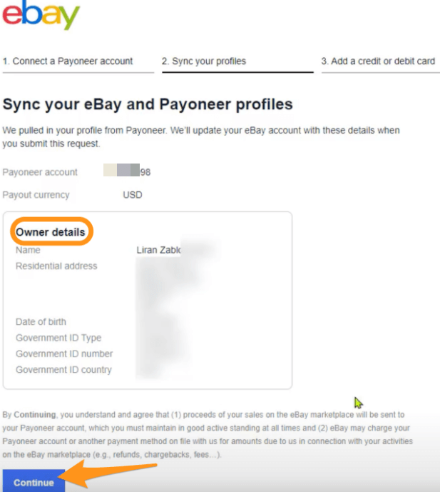 sync ebay payoneer