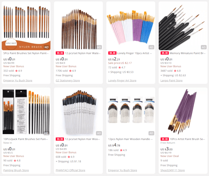 paint brush sets ecommerce