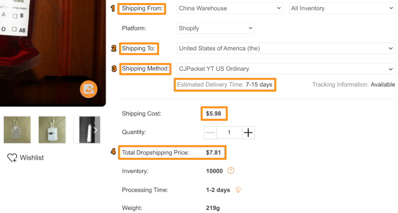 cjdropshipping shipping information