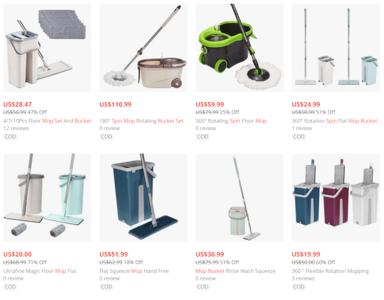 spin mop & bucket sets ecommerce