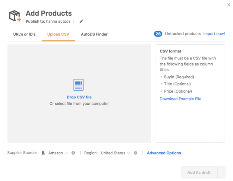 Upload CSV File to Import