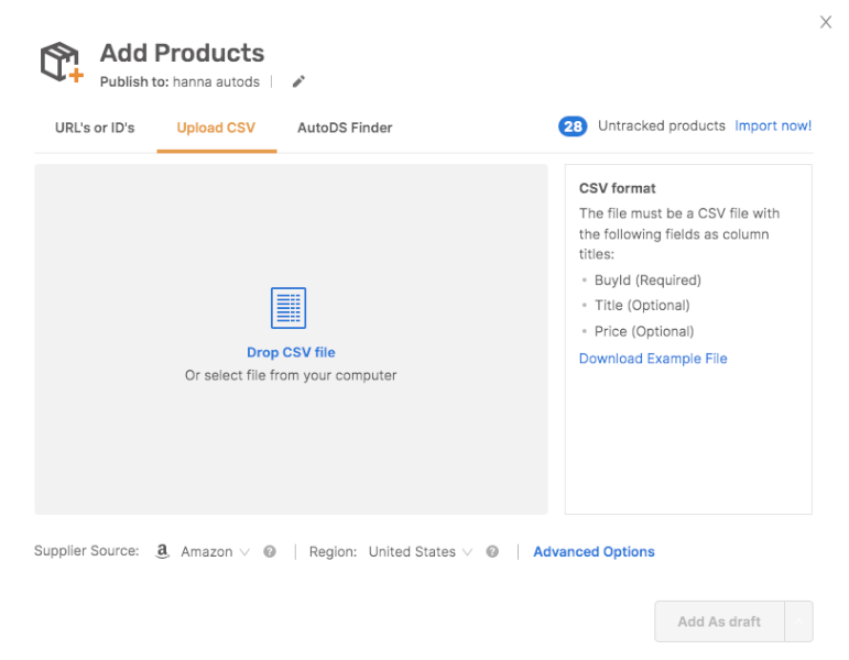 Upload CSV to Import