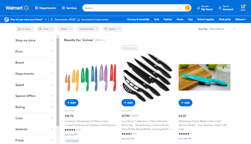 Walmart Knives Dropshipping Supplier