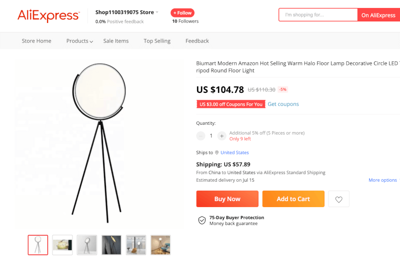 AliExpress Halo Floor Lamp July product