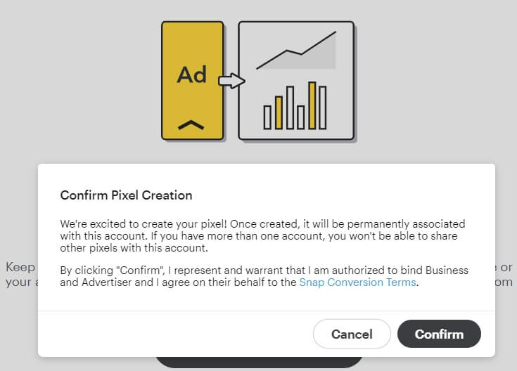 confirm snapchat pixel creation