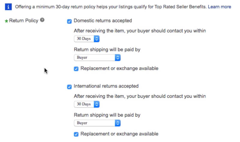 replacement exchange ebay