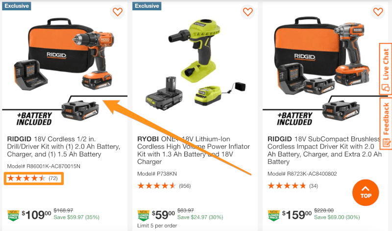 home depot dropship highly rated products
