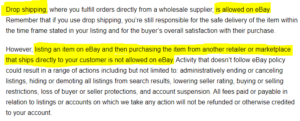 ebay policy about dropshipping
