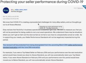 eBay Coronavirus seller performance
