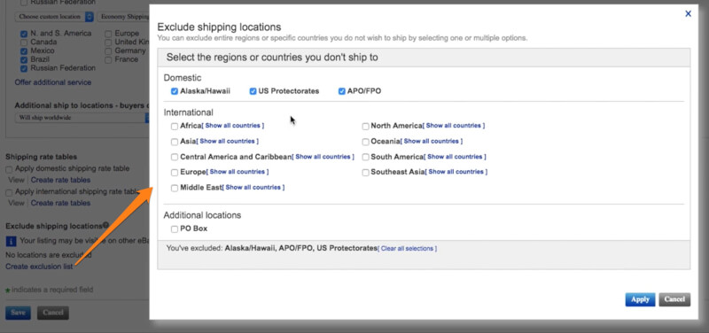 exclude shipping locations ebay