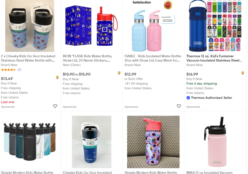 Kids straw lid insulated water bottle