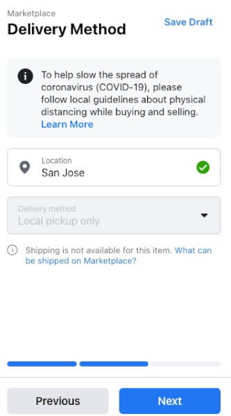 facebook marketplace requirements shipping options