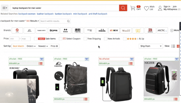 Finding AliExpress products