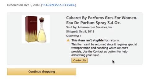 Processing Amazon returns from locked Amazon account