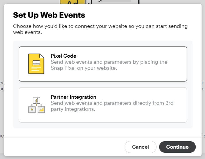 setup web events snapchat pixel