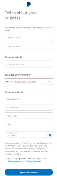 paypal business info